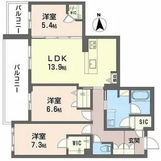 フレシア天王寺【3階】の間取り
