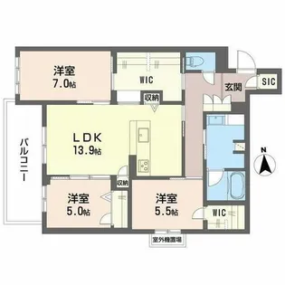フレシア天王寺【3階】の間取り
