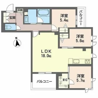 アリビオ 田辺【0201号室】の間取り