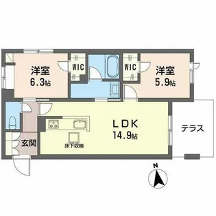 アリビオ 田辺【0105号室】の間取り