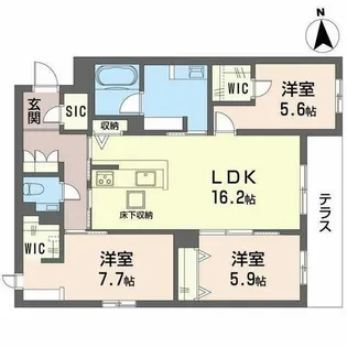 フレシア天王寺【0106号室】の間取り