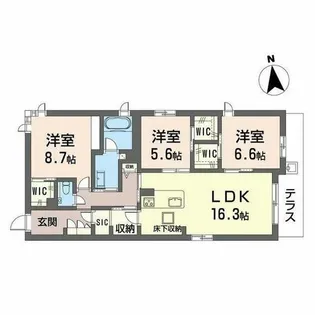 シャーメゾン夕陽丘【0102号室】の間取り