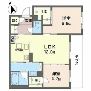 シャーメゾン ブランヴェール住之江【0101号室】の間取り