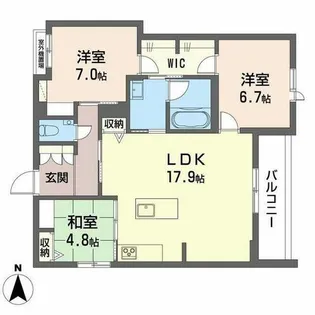 シャーメゾン北田辺【0402号室】の間取り