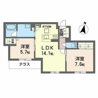 シャーメゾン 爽【0103号室】の間取り