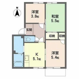 サニーコートA・B【B203号室】の間取り