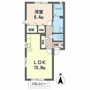 アールウエストB【0201号室】の間取り