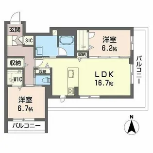 テラッセ奈良公園【0201号室】の間取り