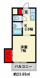 シャトレ紅梅【203号室】の間取り