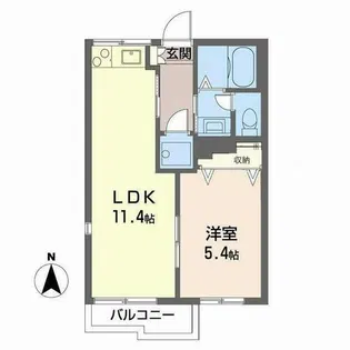 神内ハイツA棟【A206号室】の間取り