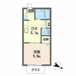パティオ富田【0106号室】の間取り