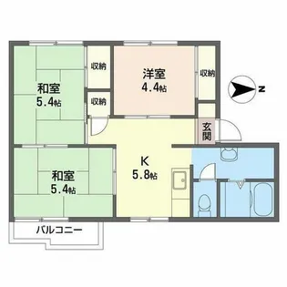 タウニーかわなか【A205号室】の間取り
