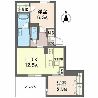Familiar Ogo【0102号室】の間取り