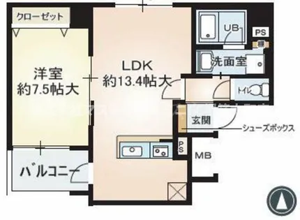 デセンテ北梅田【2階】の間取り
