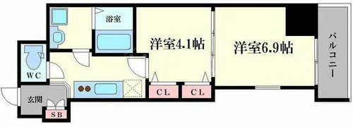 レジュールアッシュ梅田AXIA【11階】の間取り