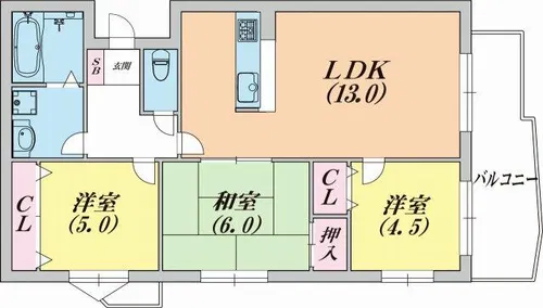 カルム湊川【6階】の間取り
