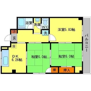 笹部ハイツ【3階】の間取り