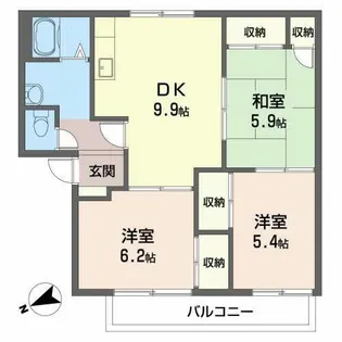 ビューテラス高宮【A202号室】の間取り