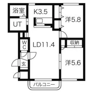 アップルコート真駒内【2階】の間取り