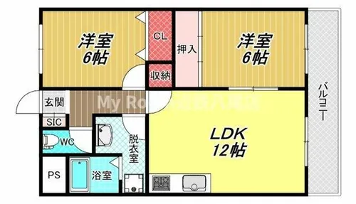 ルモン高安【4階】の間取り