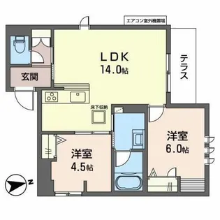 プロスペラーレ新喜多【0102号室】の間取り