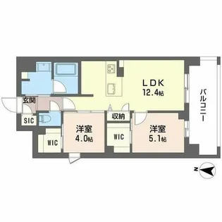 セントリヴィエ大阪梅田【0401号室】の間取り