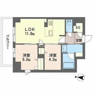 セントリヴィエ大阪梅田【0606号室】の間取り