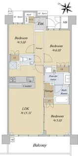 サンメゾン星ヶ丘【4階】の間取り