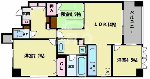 クラウンハイム西田辺【10階】の間取り