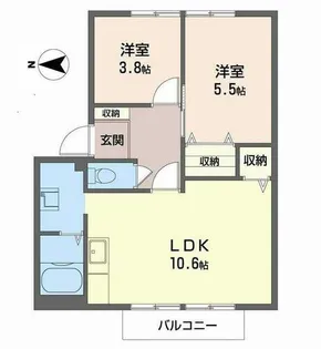 バンブーパインハイツ【2階】の間取り