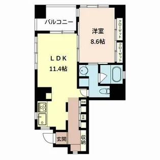 エスティメゾン上町台【0203号室】の間取り