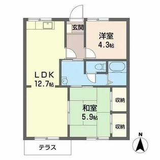 ガーデンハイツ緑ケ丘C,D【D202号室】の間取り