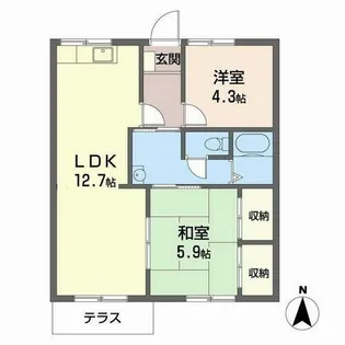 ガーデンハイツ緑ケ丘C,D【2階】の間取り