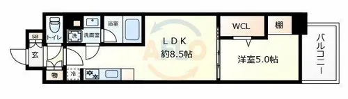 アーバネックス梅田中崎町Ⅱ【7階】の間取り