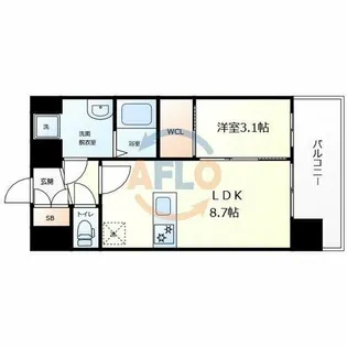 プレサンス天王寺ヴィヴァン【9階】の間取り