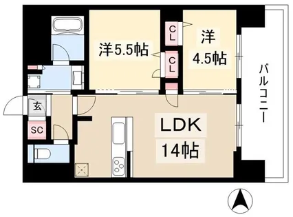 プレサンスロジェ丸の内テラス【0503号室】の間取り