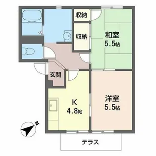 ドミール鈴原【0102号室】の間取り