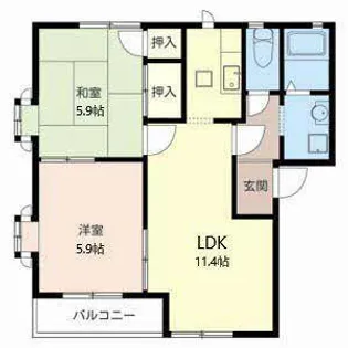 ジュネス南茨木【B101号室】の間取り