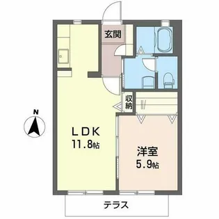 シャトー南多田【1階】の間取り