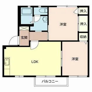 エス・グランパーA・B棟【B203号室】の間取り