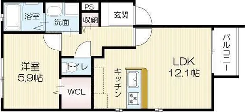 エレアージュ西明石駅前2【202号室】の間取り