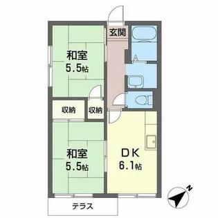 カザシンザ西谷【0103号室】の間取り