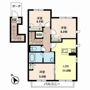 コンフォート上野【0201号室】の間取り