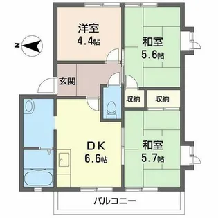 ジュネローザ宝ヶ池【0201号室】の間取り