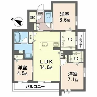 シャーメゾン アクシス【0201号室】の間取り