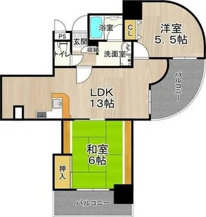 フェルザ住之江公園(旧 住之江フタバビル)【2階】の間取り