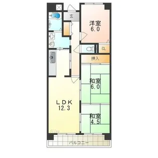ボナージュ石橋【6階】の間取り