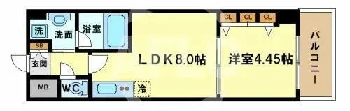 アーデン四ツ橋プライマリーワン【5階】の間取り