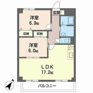 レジデンス笹原【0102号室】の間取り