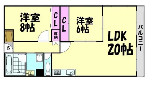 泉佐野メゾンドフルール【7A号室】の間取り